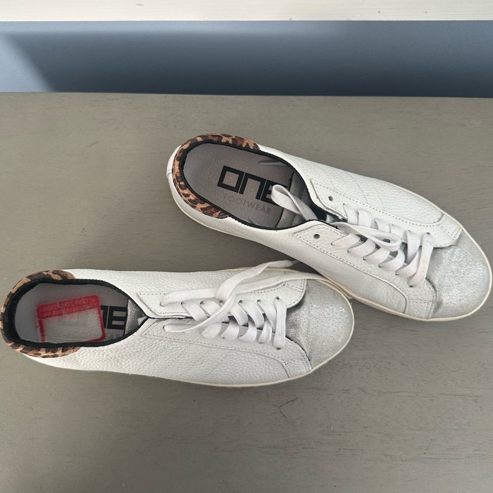 One Footwear Silver Toe with Leopard Back Sneakers